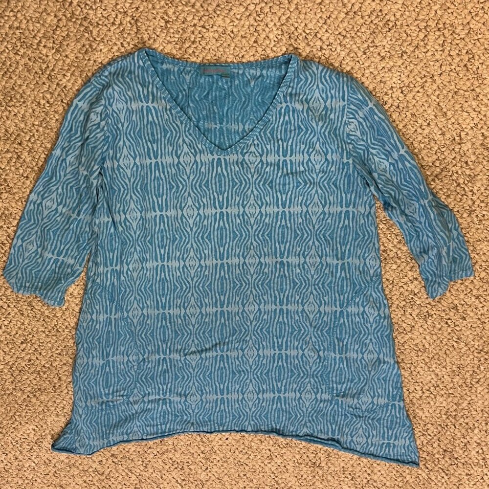 Fresh Produce Blue Patterned Flared Shirt Size Medium